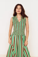 MINK PINK RUE SHIRRED MIDI DRESS - STRIPE