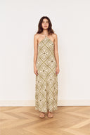 MINK PINK REMI BIAS MIDI DRESS - OLIVE PAISLEY