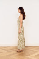MINK PINK REMI BIAS MIDI DRESS - OLIVE PAISLEY