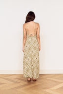 MINK PINK REMI BIAS MIDI DRESS - OLIVE PAISLEY