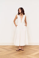 MINK PINK ANAIS EMBROIDERED MIDI DRESS - WHITE