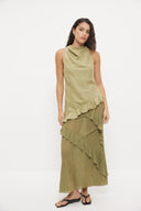 MON RENN KIRA LACE SKIRT - KHAKI