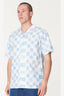 HUFFER CHECKERS PARTY SHIRT - BLUE HAZE/CHALK