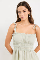 AMONG THE BRAVE MUSINGS TIE STRAP CAMI - SAGE GINGHAM