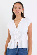IVY + JACK NOUVEAU LINEN TIE FRONT VEST - IVORY