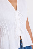 IVY + JACK NOUVEAU LINEN TIE FRONT VEST - IVORY