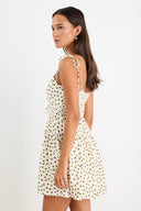 PRATO POLKA DOT STRAPPY TIERRED DRESS - IVORY KHAKI