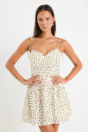 PRATO POLKA DOT STRAPPY TIERRED DRESS - IVORY KHAKI