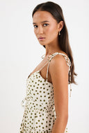 PRATO POLKA DOT STRAPPY TIERRED DRESS - IVORY KHAKI