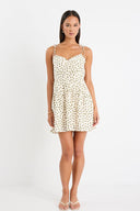 PRATO POLKA DOT STRAPPY TIERRED DRESS - IVORY KHAKI