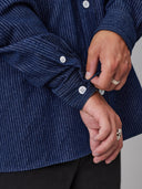 QUALITY GOODS BOXY SHIRT - STRIPE DENIM