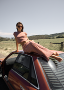 AFENDS CAPRICORN SEERSUCKER MAXI SKIRT - BURGUNDY/BEIGE CHECK