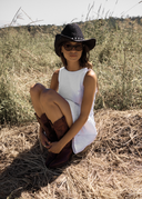 AFENDS FOCUS JUNE SEERSUCKER MINI DRESS - WHITE