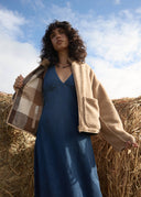 AFENDS BERLIN REVERSIBLE POLAR FLEECE JACKET - ALMOND CHECK