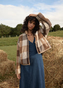 AFENDS BERLIN REVERSIBLE POLAR FLEECE JACKET - ALMOND CHECK