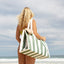 SUNNYLIFE CARRYALL BEACH BAG - THE VACAY OLIVE STRIPE