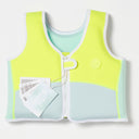 SUNNYLIFE SALTY THE SHARK SWIM VEST 3-6 AQUA NEON YELLOW