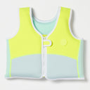SUNNYLIFE SALTY THE SHARK SWIM VEST 3-6 AQUA NEON YELLOW