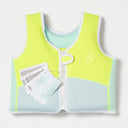 SUNNYLIFE SALTY THE SHARK SWIM VEST 2-3 AQUA NEON YELLOW