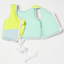 SUNNYLIFE SALTY THE SHARK SWIM VEST 2-3 AQUA NEON YELLOW
