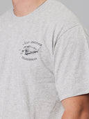 JUST ANOTHER FISHERMAN SNAPPER LOGO TEE - GREY MARLE/NAVY