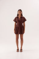 MON RENN LYRA MINI DRESS - CHOCOLATE