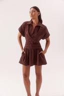 MON RENN LYRA MINI DRESS - CHOCOLATE