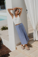 AMONG THE BRAVE SUMMIT TIE WAIST BAIS SKIRT - BLUE GINGHAM