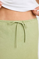 AMONG THE BRAVE SUMMIT LINEN TIE WAIST BAIS SKIRT - MOSS