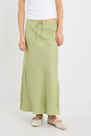 AMONG THE BRAVE SUMMIT LINEN TIE WAIST BAIS SKIRT - MOSS