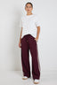STORIES BE TOLD TOWNIE STRIPE SIDE TAPE WIDE LEG PANT - BURGUNDY