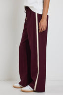 STORIES BE TOLD TOWNIE STRIPE SIDE TAPE WIDE LEG PANT - BURGUNDY