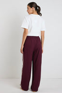 STORIES BE TOLD TOWNIE STRIPE SIDE TAPE WIDE LEG PANT - BURGUNDY
