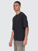 THRILLS HEMP THRILLS CONTRAST STITCH BOX FIT OVERSIZE CROPPED TEE - BLACK BROWN
