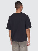 THRILLS HEMP THRILLS CONTRAST STITCH BOX FIT OVERSIZE CROPPED TEE - BLACK BROWN