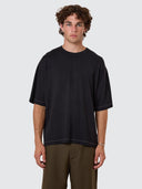 THRILLS HEMP THRILLS EMBRO CONTRAST STITCH BOX FIT OVERSIZE SHORT TEE - BLACK