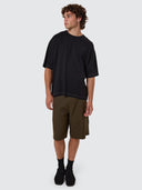 THRILLS HEMP THRILLS EMBRO CONTRAST STITCH BOX FIT OVERSIZE SHORT TEE - BLACK