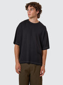 THRILLS HEMP THRILLS EMBRO CONTRAST STITCH BOX FIT OVERSIZE SHORT TEE - BLACK