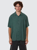THRILLS HEMP MINIMAL THRILLS CONTRAST STITCH BOWLING SHIRT - SEA PINE