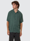 THRILLS HEMP MINIMAL THRILLS CONTRAST STITCH BOWLING SHIRT - SEA PINE