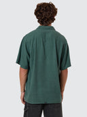 THRILLS HEMP MINIMAL THRILLS CONTRAST STITCH BOWLING SHIRT - SEA PINE