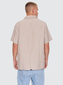 THRILLS UNION SHORT SLEEVE STRIPE WORK SHIRT - POSTAL BROWN