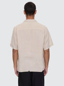 THRILLS HEMP MINIMAL THRILLS CONTRAST STITCH CROPPED BOWLING SHIRT - OATMEAL