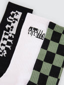 THRILLS EXCITEMENT EXCITEMENT 3 PACK SOCK - WHITE BLACK GREEN