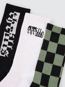 THRILLS EXCITEMENT EXCITEMENT 3 PACK SOCK - WHITE BLACK GREEN