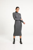 THING THING TURTLE NECK DRESS - ASH