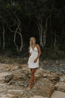 RHYTHM MAISY HALTER MINI DRESS - CREAM