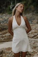 RHYTHM MAISY HALTER MINI DRESS - CREAM
