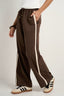 STORIES BE TOLD TOWNIE STRIPE SIDE TAPE WIDE LEG PANT - CHOCOLATE