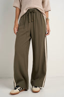 STORIES BE TOLD TOWNIE STRIPE SIDE TAPE WIDE LEG PANT - OLIVE